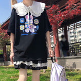 Gothic Lolita Harajuku Style Clothing Japanese Girl Print Knock Cute Student T-shirt