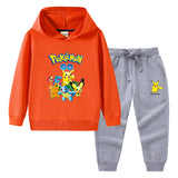 Children Pokemon Pikachu Hoodie & Pant Set Hooded Sweater Trousers Two-Piece Baby Cotton Sweater Suit