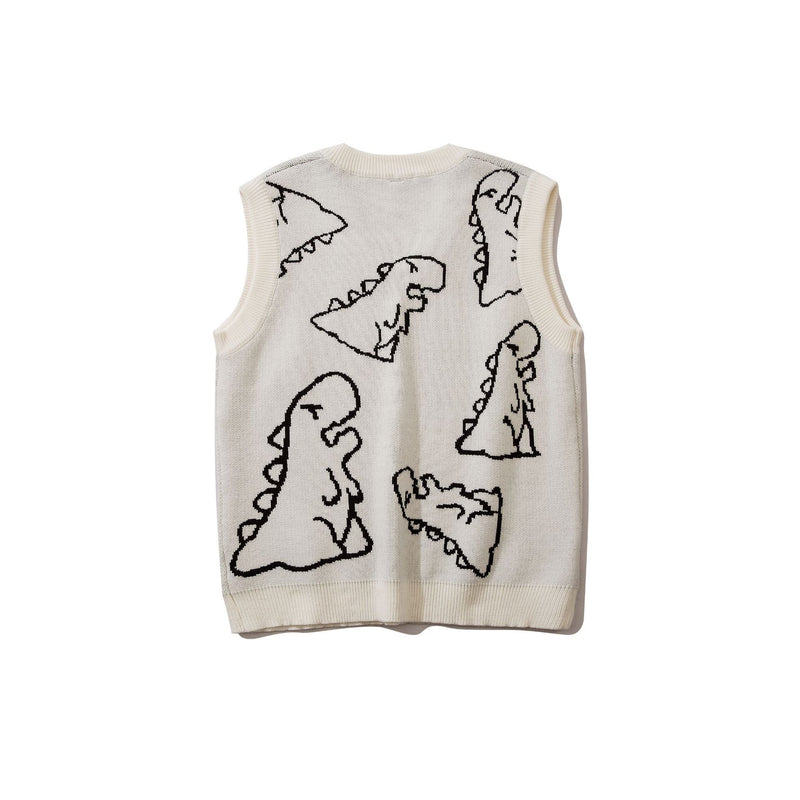 Dinosaur Sweaters V-neck Vest Sweater