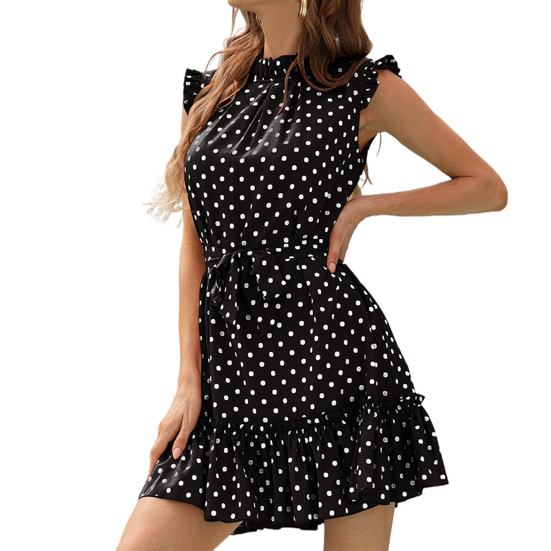 Semi Formal Dresses for Wedding round Neck Retro Slimming Short Skirt Summer Dress