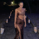 Music Festivals Rave Outfits Dress Sexy Backless Slit Sheath Slim Dress
