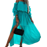 Women Bohemian Dress Spring Summer Fashion Casual Split Dress for Women