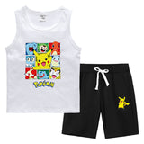 Children Pokemon Pikachu Tshirts & Shorts Summer Vest Middle Pants Sports Casual Thin Two Pieces