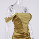 Bella Hadid Dress Sexy Chiffon Sheath Strapless Dress Fishtail Dress