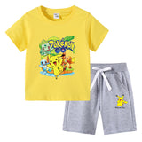 Children Pokemon Pikachu Tshirts & Shorts Cotton Short Sleeve Shorts Two Pieces Neutral