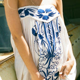 Bohemian Embroidered Floral Tube Top Sexy Fashion Dress Long Dress