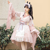 Gothic Lolita Harajuku Style Clothing Chinese Style Lolita Dress Op Cross Collar Wide Sleeve Han Elements Dress Hanfu