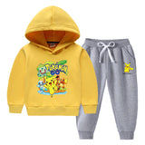 Children Pokemon Pikachu Hoodie & Pant Set Fleece Lined Padded Warm Keeping Winter Clothes Sweatershirt