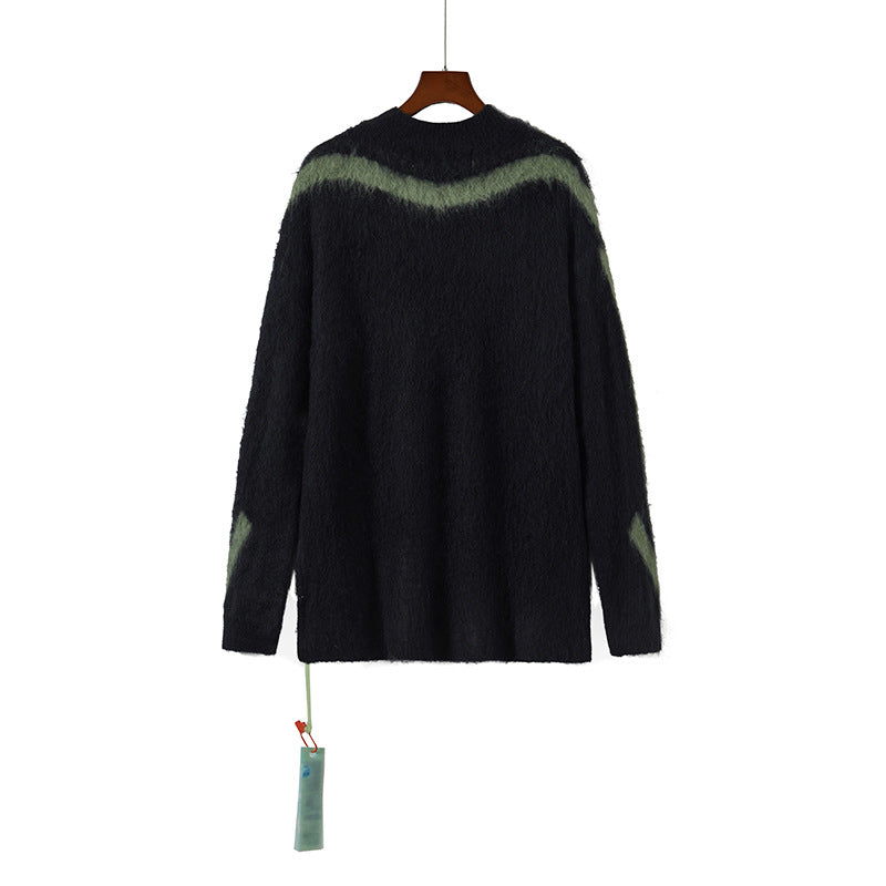 Off White Winter Sweaters Autumn Mohair round Neck Sweater