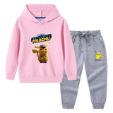 Children Pokemon Pikachu Hoodie & Pant Set Hooded Sweater Trousers Two-Piece Baby Cotton Sweater Set