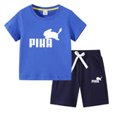 Children Pokemon Pikachu Tshirts & Shorts Cotton Short Sleeve Shorts Two Pieces Neutral