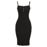 Music Festivals Rave Outfits Dress Summer Sling Single-Breasted Slim-Fit Sheath Dress