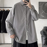 Men's Shirts Autumn Men's Large Size Solid Color Long Sleeve Shirt Loose