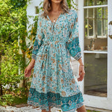 Beth Dutton Bohemian Dress Summer Spring Midi Dresses Cotton Lace Printed Dress