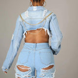 Women Denim Jacket Short Denim Coat Shawl for Women