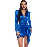 Dakota Johnson Red Mini Dress Long-Sleeved Bubble Sleeve V-neck