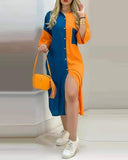 Women Exotic Dresses Button Pocket Long Sleeve Shirt Dress Long Dress