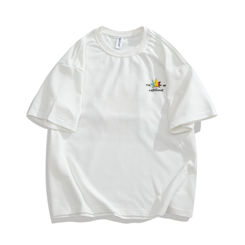 Men T Shirt Summer Casual Tops Men's Clothes Summer Wear Retro Men's round Neck Short Sleeve Casual Loose Hemp Leaf Printed T-shirt