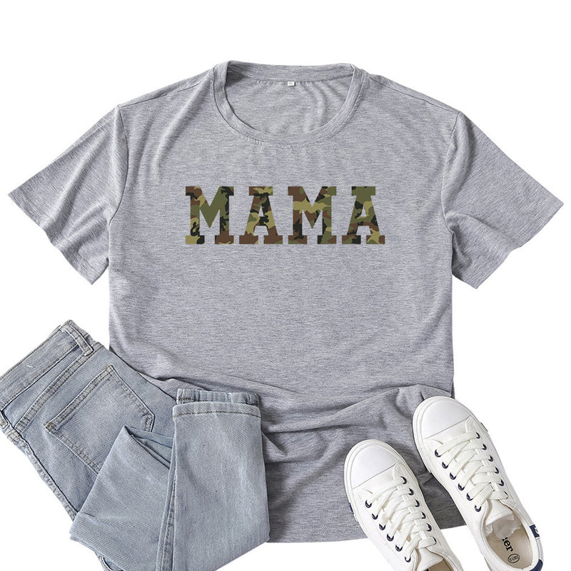 Boy Mama T Shirt Mama Color Letter Print T-shirt