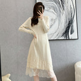 Fairy Dress Fall plus Size Lace Fairy Dress Female Base Sweater Dress