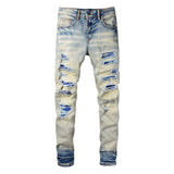 Amiri Trousers New US Amiri Leisure Washed-out Splash-Ink Painted Slim Jeans for Men