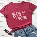 Boy Mama Hoodie Mother's Day Boy Mom Letter Heart Printing round Neck T-shirt
