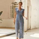 Beth Dutton Outfits Summer Floral Jumpsuit Casual Straight-Leg Cropped Pants