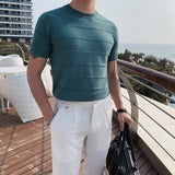 Men Shirts Men's Short Sleeve Striped T-shirt