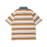 Men's T Shirt Summer Casual Tops Striped Short Sleeve Polo Shirt Men's Color Contrast Patchwork Half Sleeve Trendy Loose Half Sleeve