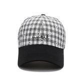 Vintage Check Baseball Cap Plaid Embroidery Little Daisy
