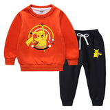 Children Pokemon Pikachu Hoodie & Pant Set Fleece Lined Padded Warm Keeping Winter Clothes Sweatershirt Suit