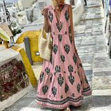 Women Bohemian Dress Women's Summer Sleeveless Printed Dress