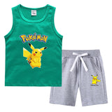 Children Pokemon Pikachu Tshirts & Shorts Vest Middle Pants Sports Casual Thin Two Pieces