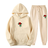 Black Rose Hoodie Men's and Women's Sports Sweater Pants Two-Piece Set