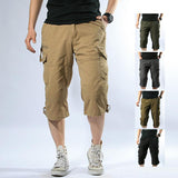 Men's Capris Pants below the Knee Shorts Summer Cargo Pants plus Size Shorts Men's Outdoor Casual Cotton Cropped Pants Men
