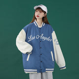Dodgers Letter Man Jacket Outfit Senior Jackets Varsity Baseball College Coat Men's Sports Casual Embroidery Contrast Color Baseball Uniform