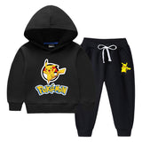 Children Pokemon Pikachu Hoodie & Pant Set Fleece Lined Padded Warm Keeping Winter Clothes