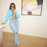 Women Plus Size Jeans Fashion Ripped Jean