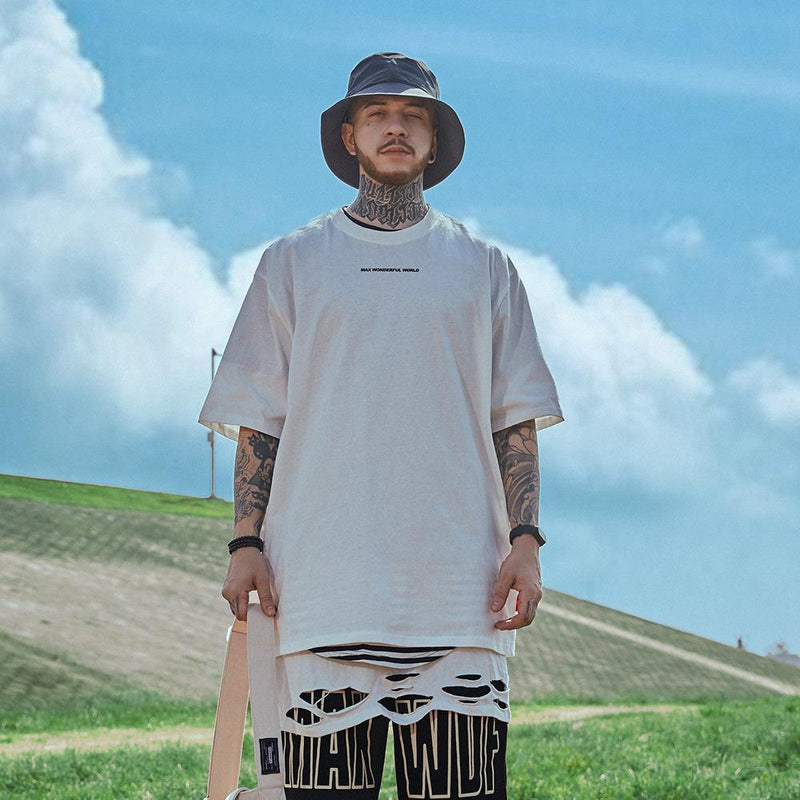 Men T Shirt Summer Casual Tops Landscape Printing Short Sleeve T-shirt Fashion round Neck Half Sleeve