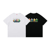 Men T Shirt Summer Casual Tops Men's Clothes Summer Wear Japanese-Style Retro Men's round Neck Short Sleeve Casual Loose Cartoon Printed T-shirt