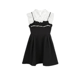 Black and White Dress French Style Shirt Dress