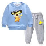Children Pokemon Pikachu Hoodie & Pant Set Fleece Lined Padded Warm Keeping Winter Clothes Sweatershirt Suit