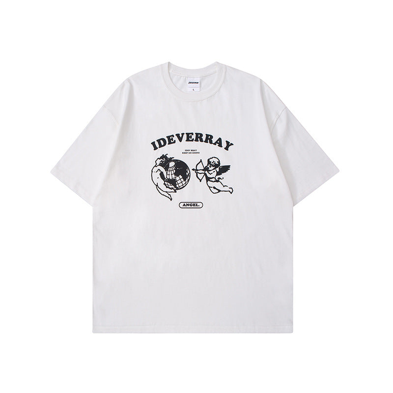 Man Summer T Shirt Little Angel Print Half Sleeve