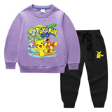 Children Pokemon Pikachu Hoodie & Pant Set Two-Piece Baby Cotton Sweater Set