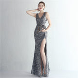 Sequin Evening Dress Split Long Sequined Fishtail Skirt