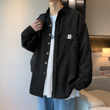 Corduroy Patch Jacket Vintage Corduroy Coat for Boys Spring and Autumn Loose