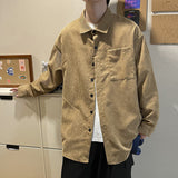 Corduroy Patch Jacket Japanese-Style Retro Corduroy Shirt Men's Long-Sleeved Korean Style Trendy All-Matching Shirt