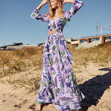 Women Bohemian Dress Summer Women's Clothing Sexy V-neck Long Sleeve