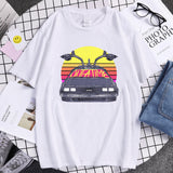Back to the Future Costume Short Sleeve Letter Crew Neck Men's Printed T-shirt Loose