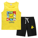 Children Pokemon Pikachu Tshirts & Shorts Summer Vest Middle Pants Sports Casual Thin Two Pieces